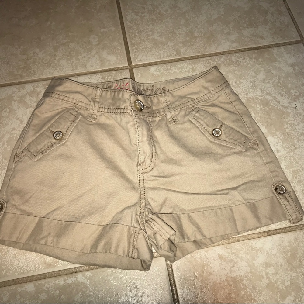 Excellent Condition Justice Girls Tan Shorts size 12 Regular